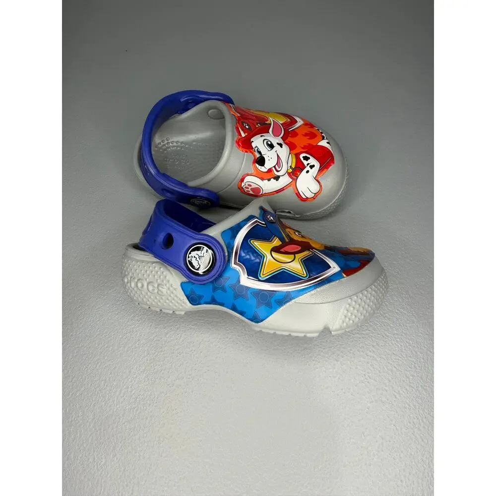 Crocs Paw Patrol Chase Marshall Gray EUC Toddler size C5 Casual Easy Slip On